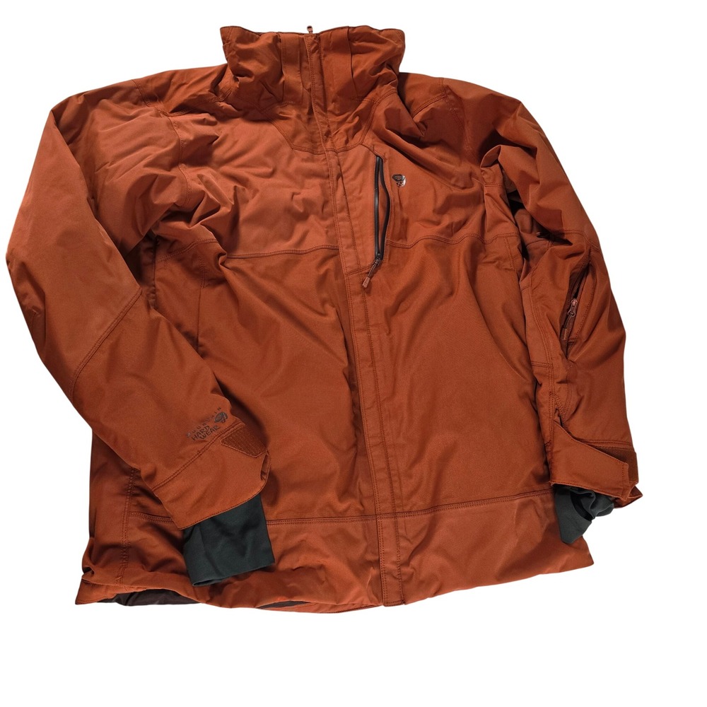 Mountain Hardwear Mens OM0736 RECCO Hooded Ski Jacket Orange Rust Large